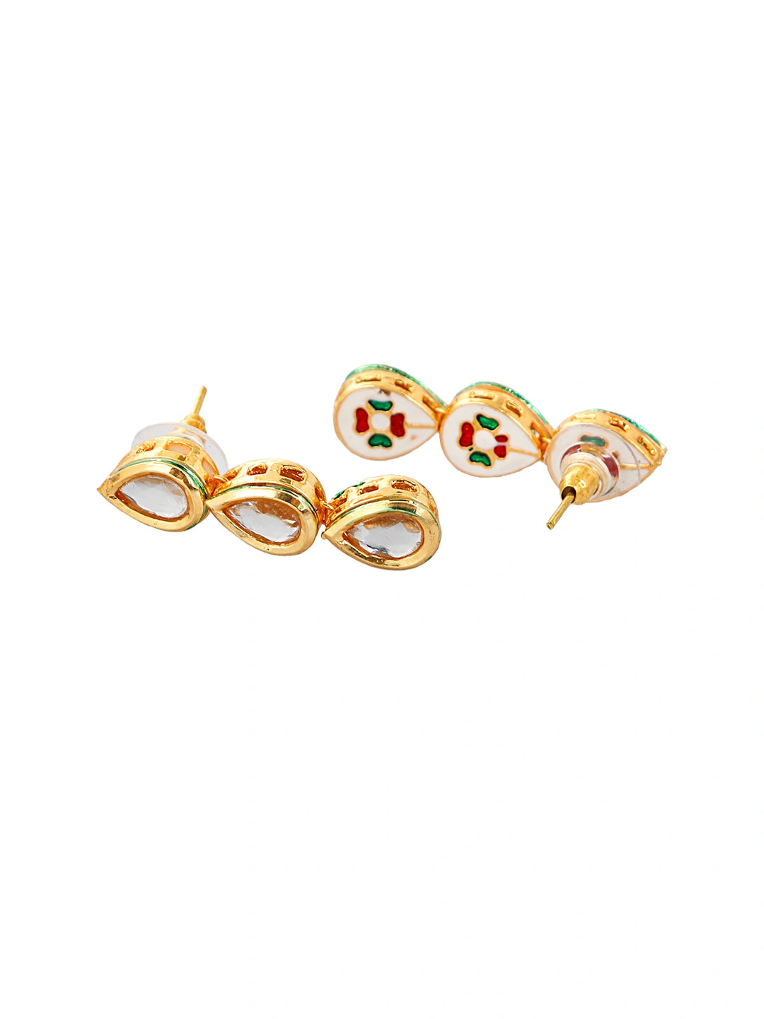 Gold Plated Tear Drop Kundan Necklace Set